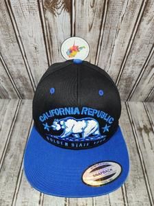 California Republic The Golden State 1850 CALI Snapback Hat Cap Blue Black NEW